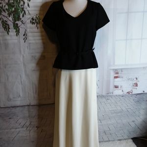 Positive Attitude black cream belted short sleeve maxi dress size 8